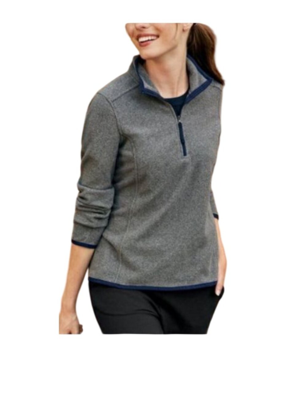 L.L. Bean Womens 1/4 Zip Pullover lightweight Fleece Jacket Gray Size L casual